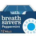 BREATH SAVERS Peppermint Flavored Sugar Free Breath Mints Rolls, .75 oz (12 Count)