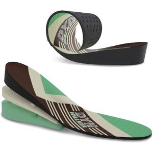 DynWalker Lift Insole Boost Inner Sole 2.95 Inch Heel Pads for Shoes Anti-Slip Flexible Soft Cushioned Heel Massage for Uneven Legs Adjustable Size 2 Layer L Green