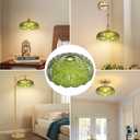 Glass Lamp Shades,Vintage Green Shade 9.4in E26 Flower Shape Replacement Lampshade for Floor, Wall, Pendant, Vanity Light 2Pcs