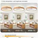 24'' Ceiling Fan with Light Fandelier Flush Mount Low Profile Wood Ceiling Fan with Dimmable LED Light 3 Color 6 Speeds