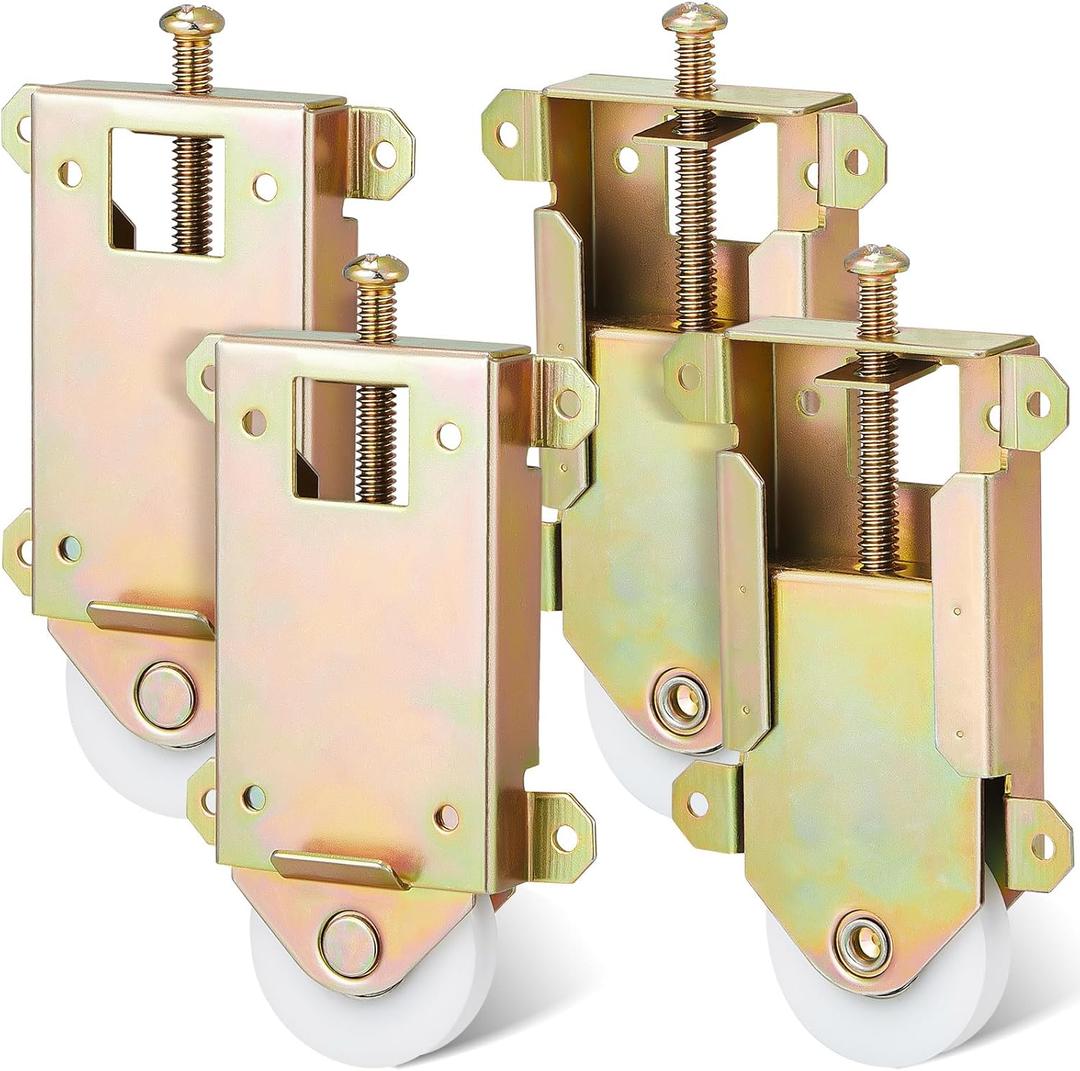 Therwen 4 Pcs Sliding Mirror Closet Door Roller Wheels Replacement Assembly 1-1/2 Inch Nylon Concaved Ball Bearing Wheels, 2-5/16 Inch Hole Centers Sliding Glass Screen Door Hardware Fits