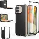 Foluu Slim Fit Case for Google Pixel 9 Pro Fold 2024, with Front Built-in Screen Protector, Ultra Thin Matte PC with Non-Slip Grip Protective Cover for Google Pixel 9 Pro Fold 2024 (Black)