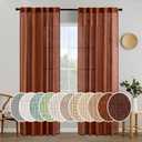 MIULEE Burnt Orange Linen Curtains 84 Inch Length for Bedroom Living Room, Soft Thick Linen Textured Window Drapes Terracotta Rust Boho Fall Decor Semi Sheer Light Filtering Back Tab 2 Panels