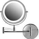 OVENTE Wall Mounted Lighted Makeup Mirror, 7" Double Sided 1X/7X Magnifying Vanity Mirror for Bathroom with LED Lights, Cordless, 360 Rotation and 13" Extendable Arm, Polished Chrome MFW70CH1X7X