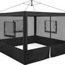 Black 4 Pcs Food Booth Sidewall Kit for 10' x 10' Canopy Tent, Food Service Insect Proof Mesh Sidewall Kit with Roll-up Service Windows and Zipper for Festival Stalls, Camping