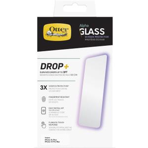 OtterBox ALPHA GLASS SERIES ANTIMICROBIAL Screen Protector for iPhone 14 Plus, Flawless Touch Response, Fingerprint Resistant, Precision Fit, Vibrant Clarity