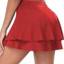 EARKOHA Women Tennis Skort Athletic Golf Skirt High Waisted Layered Running Skirt Built-in Shorts with 2 Pockets (Medium)