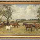 Vintage Gold Framed Horse Wall Art, English Countryside Print, 16x24 Inch
Ornate Impressionist Canvas, English Countryside Grazing Horses, 16x24 Wall Art for Home Office, Study or Reading Room
