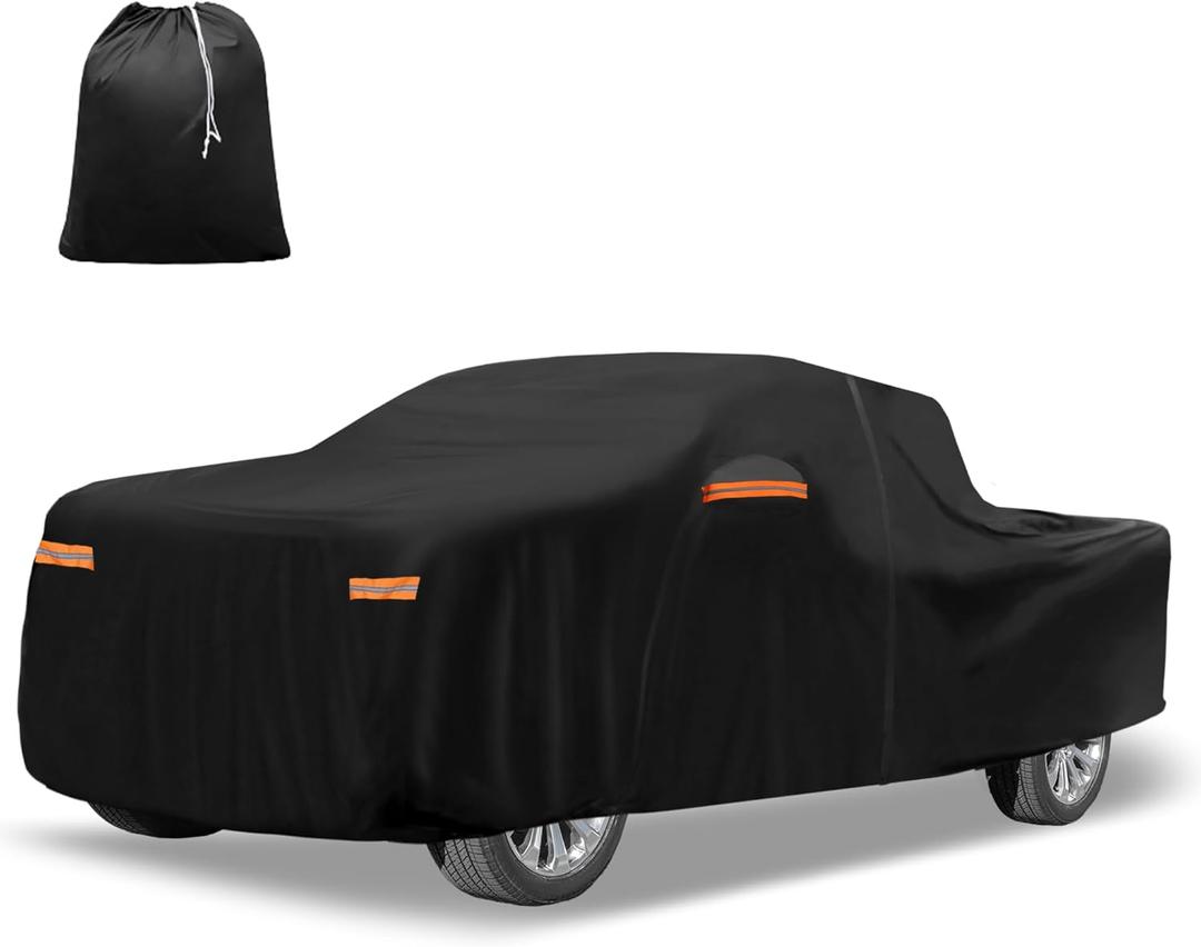 X AUTOHAUX Car Cover for Chevrolet Silverado Crew 210D-PU Outdoor Full Car Cover All Weather with Door Zipper for Waterproof Windproof Sun Rain Snow Protection