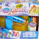 Crayola Marker Airbrush Spray Art Kit, Battery-Powered Sprayer with 8 Washable Markers & 5 Stencils, DIY Craft Set, Ages 6+