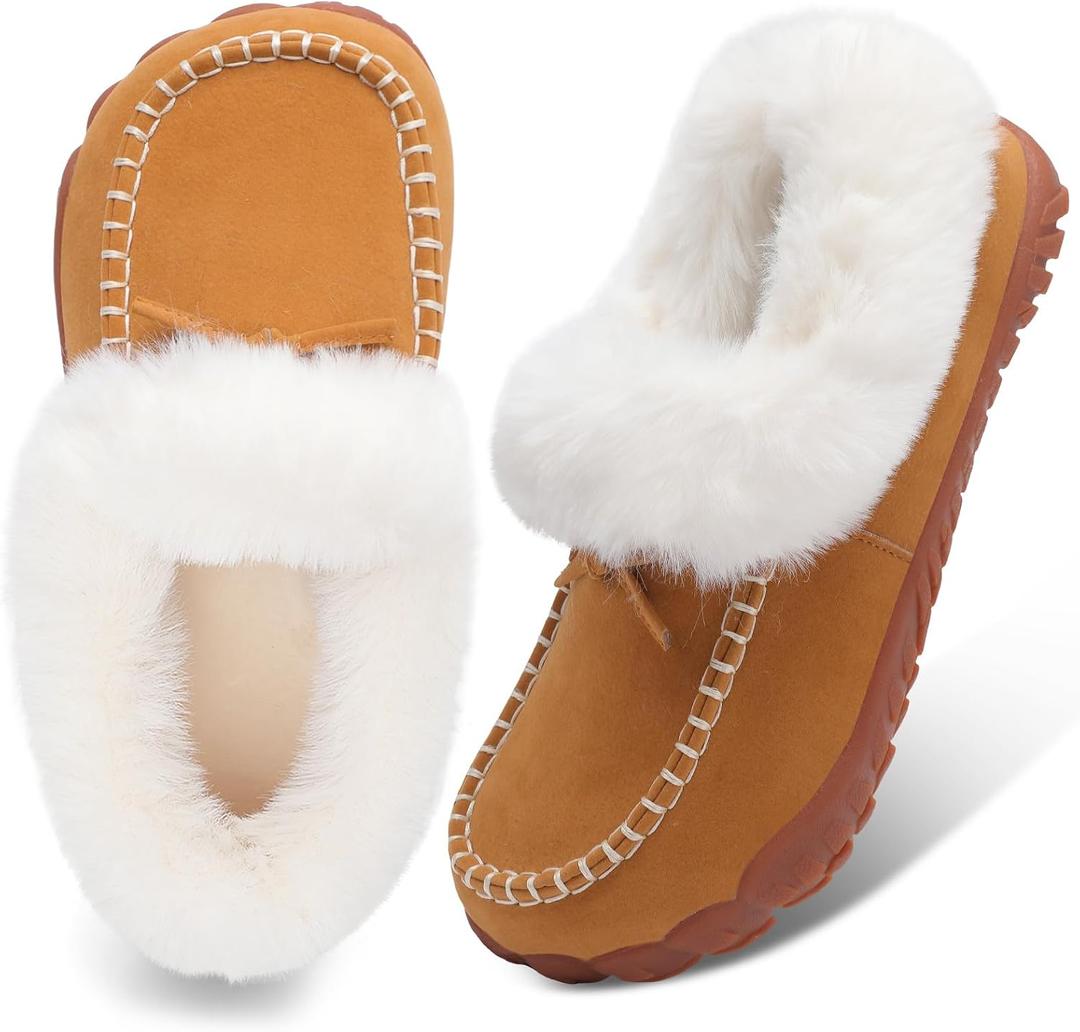 BARERUN Womens Moccasin Snow Boots Warm Winter Boots Ankle Boots for Women Outdoor Fur Lined Womens Shoes Slippers