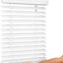 Lotus & Windoware Cordless, 2 Inch Faux Wood Blind, 23" Wide x 36" Long, Window Blinds, Blinds & Shades, Blinds for Indoor Windows, Embossed, Bright White, (Actual Size - 22.5" x 36")