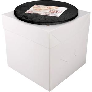 Cakebon Cake Boxes with Boards - 10 Inch Round Cake Drum Black - Box With Window for Birthdays, Weddings and Parties (1pc Each, 2pcs Total)