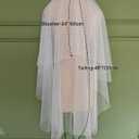 BEAUTELICATE Bridal Wedding Veil 2 Tier For Women Cut Edge Knee Chapel Length With Comb Ivory White