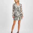 GUESS Women's Dress Sz L Marcelle V-Neck Tie-Waist Chiffon