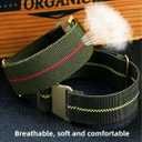 French Troops Paratrooper Watchband,Military Elastic Nylon Watch Strap with Hook-and-Loop for Men Women Silver & Black Buckle 18/20/22mm (Gray white-Silvery)