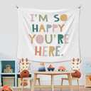 XLDLIOO Boho Classroom Tapestry, Boho Classroom Decor, Inspirational Wall Tapestry Hanging for Bedroom, I'm So Happy You're Here, Educational Welcome Tapestries Wall Decor Art for Kids Dorm Living Room Party 60x50in