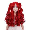 Red Wig for Girls Long Wavy Red Wigs with Ponytails for Kids Child Long Curly Burgundy Wigs Synthetic Daily Party Halloween Wig