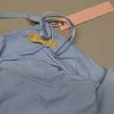 QINSEN Athletic Dress with Pockets Two Piece Spaghetti Strap Tennis Dresses with Shorts Light Blue S
