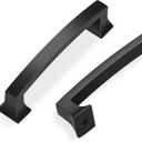 Lardmon 6 Pack 3.75 Inch(96mm) Hole Center Matte Black Modern Cabinet Pulls Solid Arch Drawer Pulls Kitchen Cabinet Handles Kitchen Cabinet Hardware Bathroom Vanity Pulls, M-Black(3.75x3)