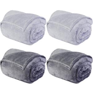 Peryiter 4 Pcs Fleece Throw Blanket Bulk Sofa Blanket Fuzzy Plush Warm Soft and Breathable Lightweight Throw Blankets for Couch for Living Room Bed Travel Couch Sofa (Light Gray, Dark Gray,50'' X 60'')