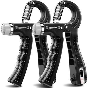 KDG Hand Grip Strengthener 2 Pack Adjustable Resistance 10-130 lbs Forearm ExerciserGrip Strength Trainer for Muscle Building and Injury Recovery for Athletes