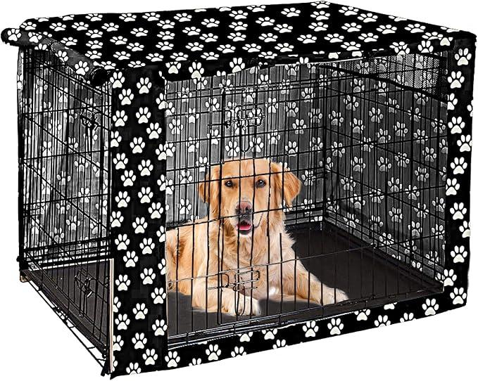 Dog Crate Cover 17x24 inch, Kennel Cover Fit for Dog Crate, Black/Paw