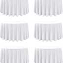 6-Pack White Round Tablecloths, 120 Inches, Stain-Resistant Polyester for 5-6 Ft Round Tables - Washable Table Covers for Weddings, Banquets, Birthday, Parties, Events