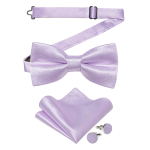 DiBanGu Bow Ties for Men Solid Color Pre-Tied Bow Tie and Pocket Square Cufflinks Formal Tuxedo Bowtie for Wedding Party