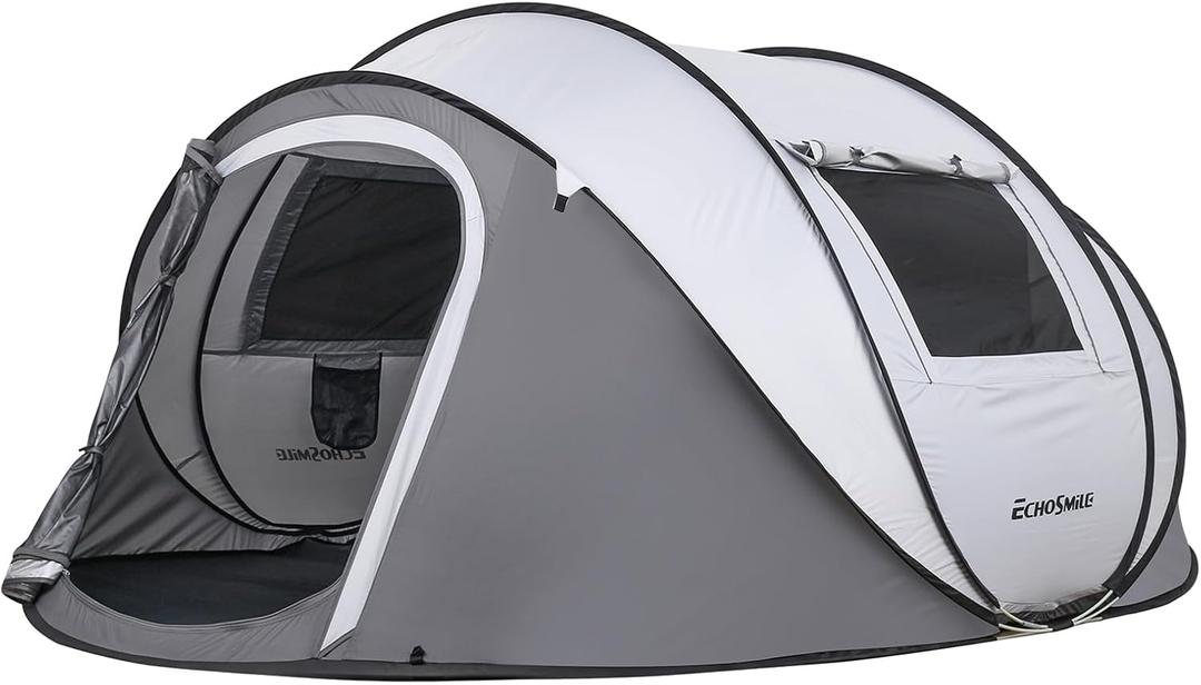 EchoSmile Pop Up Camping Tent, 4 Person Easy Setup Tent, Water Resistant Dome, Portable with Carry Bag