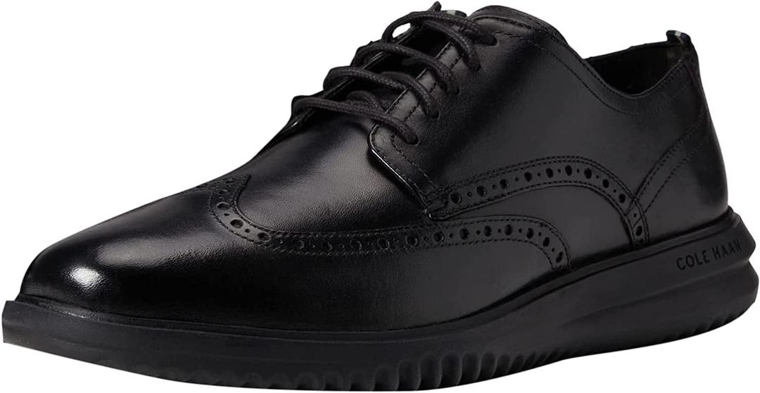 Cole Haan Men's Great Jones Wingtip Oxford (9 Wide, Black Leather/Black)
