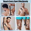 Back Shaver for Men & Women(DIY), Body Hair Trimmer with Foldable Extra Long Ergonomic Handle, Wet Dry Shaving & Safety Razor Technology with 8 Pcs Ultra Sharp Replaceable Blades