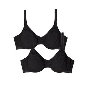 Fruit of the Loom Women's Unlined Underwire Bra-Cotton & Spandex Blend for Natural Shape and Flexibility, Black Hue/Black Hue, 36C