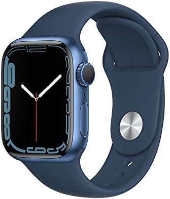 Apple Watch Series 7 [GPS 41mm] Smart Watch w/Blue Aluminum Case with Abyss Blue Sport Band. Fitness Tracker, Blood Oxygen & ECG Apps, Always-On Retina Display, Water Resistant