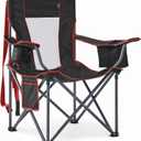 Oversized Camping Chairs Heavy Duty Outdoor Chair Support 400 Lbs, Black, Single Pack