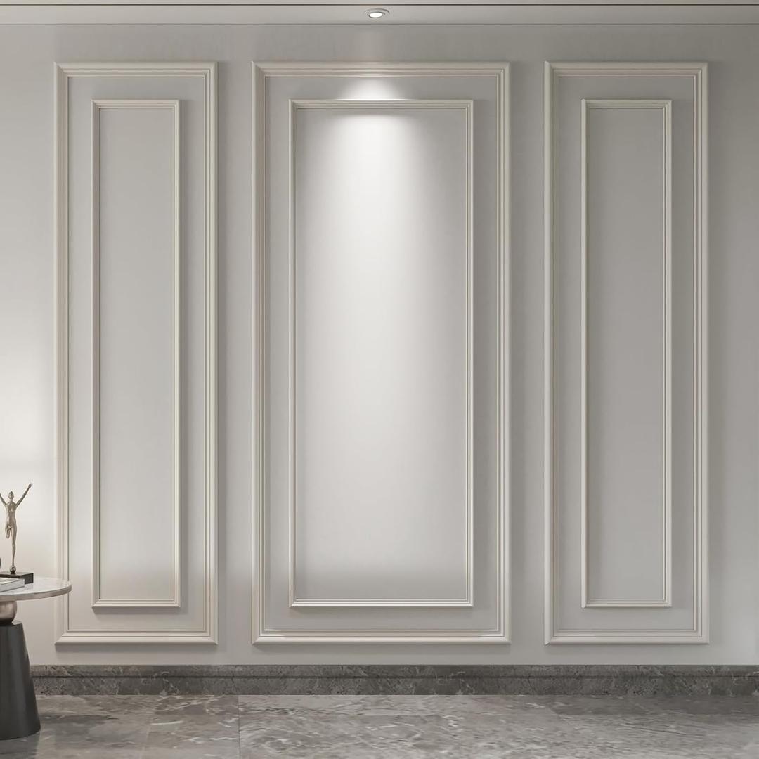 Art3d Premade Bilinear Frame Accent Molding Set, Pre-Cut Decorative Wainscoting Panel for Home Décor, Ready-to-Assemble Glue-On Wall Trim for Living Room Bedroom Corridor, 3 Whole Bilinear Frame