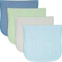 Baby Muslin Burp Cloths 20x10in - Ultra Soft & Absorbent, Neutral Colors, Reusable Burp Cloths for Baby Boys & Girls Newborn Essentials for Drooling & Burping 4Pack(Blue)