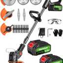 Electric Weed Wacker Cordless, 21V Weed Cordless Eater Battery Powered, with 2 * 4.0 Batteries & Charger, Lightweight Brush Cutter/Grass Trimmer, 3 Types Blade, for Lawn Yard Garden, Black