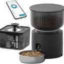 PAPIFEED 3L Automatic Cat Feeder & 3L Water Dispenser, Stainless Steel Bowl, 2.4G WiFi Pet Feeder with APP Control for Remote Feeding, 1-10 Meals Per Day, Detachable for Easy Clean (Black Suit)