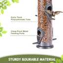 MIXXIDEA 2PK Metal Wild Bird Feeder Squirrel Proof Bird Feeders for Outside Hanging 6 Port Tube Bird Feeder Transparent Finch Feeder with Steel Hanger (Grey) (Gray)
