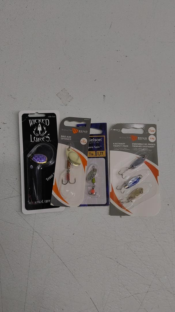 Wicked Lures 10lb Test South Bend 1/8 Oz 3.5 g 3 Pcs Danielson Niagara Spin 1/16 Oz 1.77 g South Bend 1/4 Oz 4 Pack Spinners Hooks For Fishing