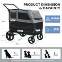 Large Dog Stroller for Medium & Large Dogs up to 350 lbs,Foldable Pet Wagon | Rear Ramp for Senior Dogs,Adjustable Handle,Washable Pad,All Terrain Wheels,Breathable Mesh Doors & Multiple Storage Pockets