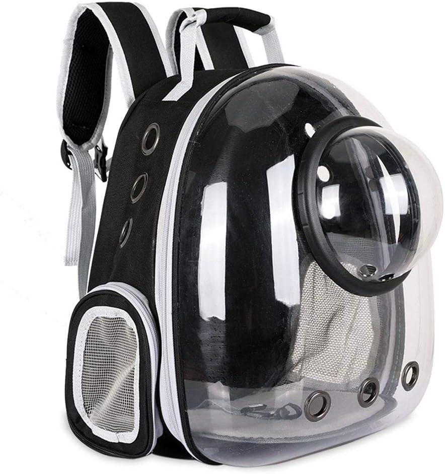 Pet Space Capsule Backpack, Small Medium Cat Puppy Dog Carrier, Transparent Breathable Heat Proof, Pet Carrier for Travel Hiking Walking Camping, Black