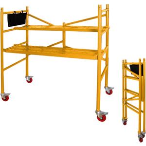 LEADALLWAY Scaffolding Platform 4 Foot High Mobile Baker Scaffolding 770 LBS Capacity with Locking Wheels, Yellow