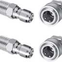 2 Sets NPT 3/8 Inch Stainless Steel Male Quick Connector Kit Male 3/8 Quick Connect Fittings Pressure Washer Adapters Pressure Washer Accessories (External Thread)