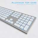 POWZAN Aluminum Quiet Wired Keyboard Backlit- Slim Chiclet Key Compatible with Apple iMac, MacBook, Mac and PC, USB Keyboard Numeric Keypad RGB Lighted Key - Silver White