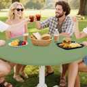 Smiry Round Spandex Tablecloth, Elastic Fitted Washable Tablecloths for 18"-24" Tables, Waterpoof Stretch Picnic Table Cover for Dining, Indoor and Outdoor, Sage Green