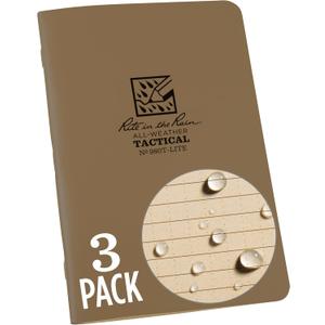 Rite in the Rain Weatherproof Leader Book, 4.625 x 7, Tactical Tan Stapled Notebook, Universal Pattern with Army Reference Material (No. 980T-LITE)