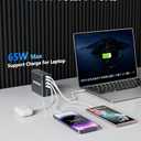 Aluminum Alloy 260W USB C Charger GaN Fast USB C Charging Station 7 Ports 65W Laptop Charger for MacBook Pro/Air/iPad Pro/iPhone (Gray)