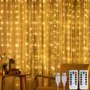 Tuanse 2 Pack 195 LED Curtain Tapestry Lights Backdrop String Lights, 6.5 x 5 Feet Hanging Fairy Curtain Light with 8 Lighting Modes and Remote for Bedroom Window Wall Indoor Outdoor Graduation Decor